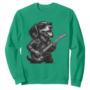 Rock And Roll Dachshund Sweatshirt Dog Playing Guitar Music Lover TS12 Irish Green Print Your Wear