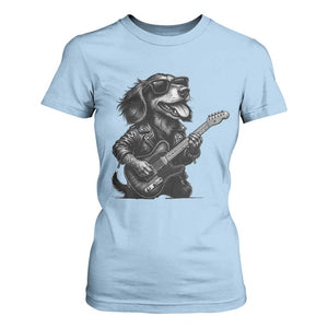 Rock And Roll Dachshund T Shirt For Women Dog Playing Guitar Music Lover TS12 Light Blue Print Your Wear