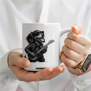 Rock And Roll Dachshund Coffee Mug Dog Playing Guitar Music Lover TS12 Print Your Wear