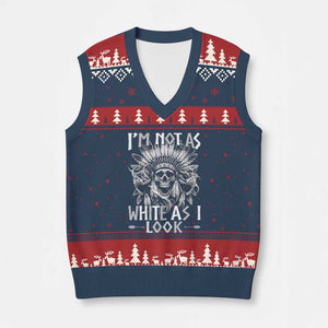 Vintage Native Warrior Skull V-Neck Knit Sweater Vest Im Not As White As I Look