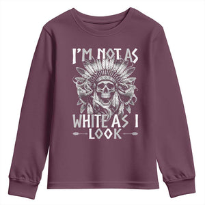 Vintage Native Warrior Skull Youth Sweatshirt Im Not As White As I Look