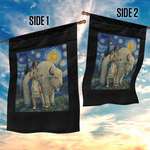 White Buffalo Woman Garden Flag North American Native Legends Starry Night Inspired Art