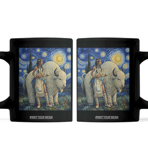 White Buffalo Woman Coffee Mug North American Native Legends Starry Night Inspired Art TS12 Black Print Your Wear