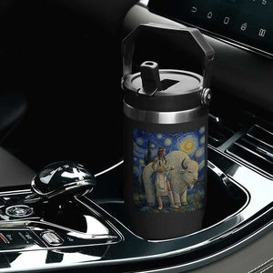 White Buffalo Woman Flip Straw Tumbler North American Native Legends Starry Night Inspired Art