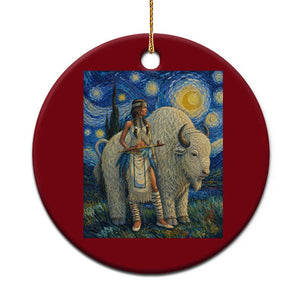White Buffalo Woman Ceramic Ornament North American Native Legends Starry Night Inspired Art