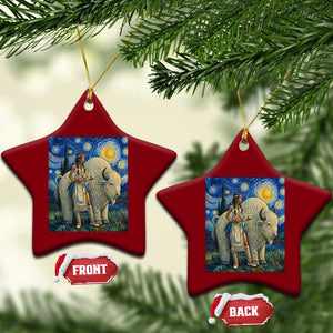 White Buffalo Woman Ceramic Ornament North American Native Legends Starry Night Inspired Art