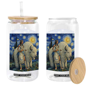 White Buffalo Woman Glass Can North American Native Legends Starry Night Inspired Art