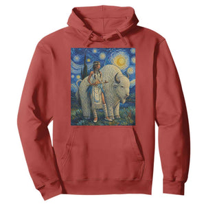 White Buffalo Woman Hoodie North American Native Legends Starry Night Inspired Art
