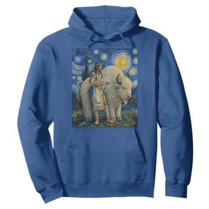 White Buffalo Woman Hoodie North American Native Legends Starry Night Inspired Art