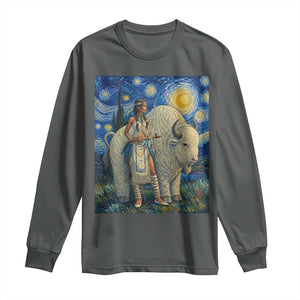 White Buffalo Woman Long Sleeve Shirt North American Native Legends Starry Night Inspired Art