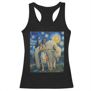 White Buffalo Woman Racerback Tank Top North American Native Legends Starry Night Inspired Art