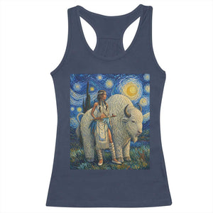 White Buffalo Woman Racerback Tank Top North American Native Legends Starry Night Inspired Art