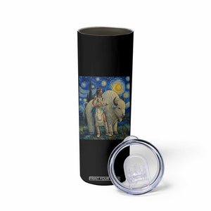 White Buffalo Woman Skinny Tumbler North American Native Legends Starry Night Inspired Art