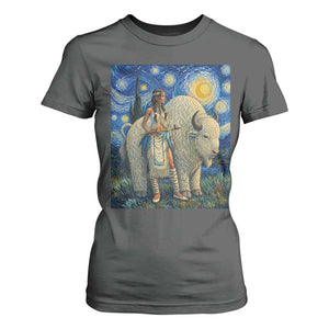 White Buffalo Woman T Shirt For Women North American Native Legends Starry Night Inspired Art