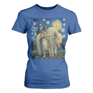 White Buffalo Woman T Shirt For Women North American Native Legends Starry Night Inspired Art