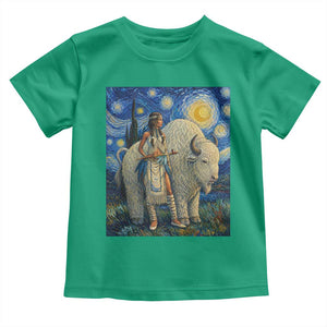 White Buffalo Woman Toddler T Shirt North American Native Legends Starry Night Inspired Art