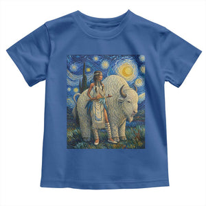 White Buffalo Woman Toddler T Shirt North American Native Legends Starry Night Inspired Art