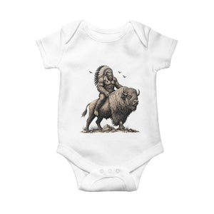Funny Bigfoot Buffalo Rider Baby Onesie Native Inspired Heritage Graphic