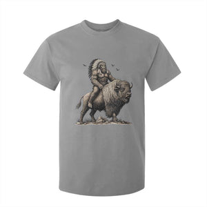 Funny Bigfoot Buffalo Rider T Shirt For Kid Native Inspired Heritage Graphic
