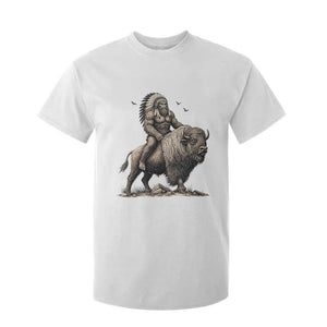 Funny Bigfoot Buffalo Rider T Shirt For Kid Native Inspired Heritage Graphic
