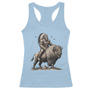 Funny Bigfoot Buffalo Rider Racerback Tank Top Native Inspired Heritage Graphic