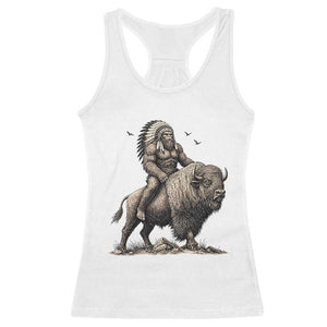 Funny Bigfoot Buffalo Rider Racerback Tank Top Native Inspired Heritage Graphic