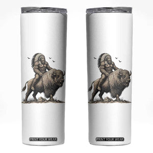 Funny Bigfoot Buffalo Rider Skinny Tumbler Native Inspired Heritage Graphic