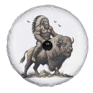 Funny Bigfoot Buffalo Rider Spare Tire Cover Native Inspired Heritage Graphic
