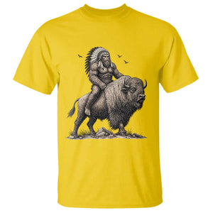 Funny Bigfoot Buffalo Rider T Shirt Native Inspired Heritage Graphic