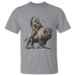 Funny Bigfoot Buffalo Rider T Shirt Native Inspired Heritage Graphic