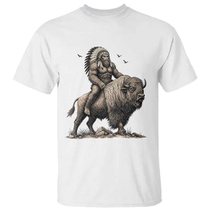 Funny Bigfoot Buffalo Rider T Shirt Native Inspired Heritage Graphic