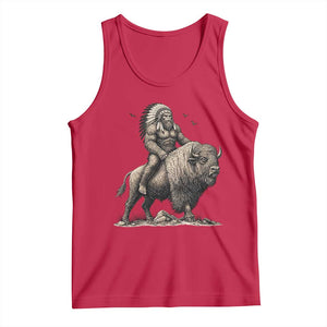 Funny Bigfoot Buffalo Rider Tank Top Native Inspired Heritage Graphic