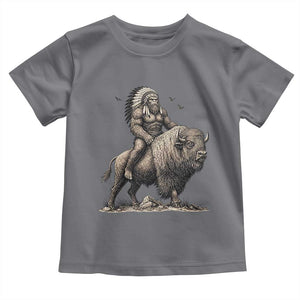 Funny Bigfoot Buffalo Rider Toddler T Shirt Native Inspired Heritage Graphic