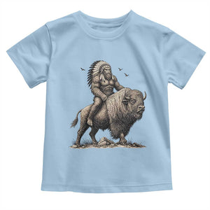 Funny Bigfoot Buffalo Rider Toddler T Shirt Native Inspired Heritage Graphic