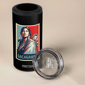 Womens History Month Sacagawea 4 in 1 Can Cooler Tumbler Native American Heritage Graphic