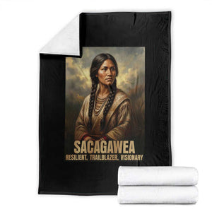 Sacagawea Native American Woman Throw Blanket Resilient Trailblazer Visionary