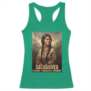 Sacagawea Native American Woman Racerback Tank Top Resilient Trailblazer Visionary