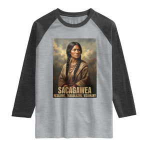 Sacagawea Native American Woman Raglan Shirt Resilient Trailblazer Visionary