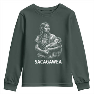 Sacagawea Youth Sweatshirt Native American Womens History Month Graphic