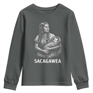 Sacagawea Youth Sweatshirt Native American Womens History Month Graphic