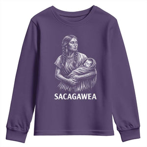 Sacagawea Youth Sweatshirt Native American Womens History Month Graphic