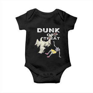 Halloween Dunk Or Treat Baby Onesie Funny Skeleton And Ghost Playing Basketball TS12 Black Print Your Wear