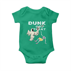 Halloween Dunk Or Treat Baby Onesie Funny Skeleton And Ghost Playing Basketball TS12 Irish Green Print Your Wear