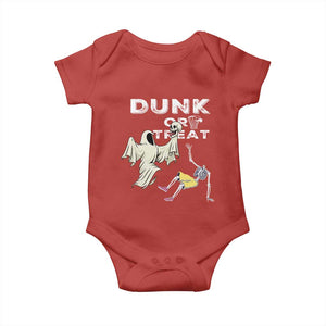 Halloween Dunk Or Treat Baby Onesie Funny Skeleton And Ghost Playing Basketball TS12 Red Print Your Wear