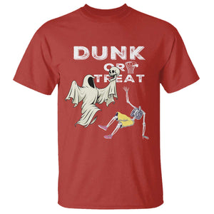 Halloween Dunk Or Treat T Shirt Funny Skeleton And Ghost Playing Basketball TS12 Red Print Your Wear