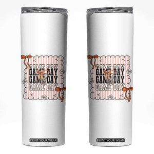 Basketball Game Day Skinny Tumbler Retro Coquette Bow Gift For Sport Lovers TS12 White Print Your Wear