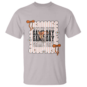 Basketball Game Day T Shirt Retro Coquette Bow Gift For Sport Lovers TS12 Ice Gray Print Your Wear