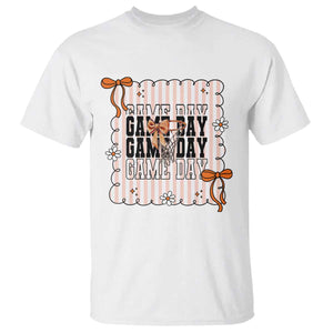 Basketball Game Day T Shirt Retro Coquette Bow Gift For Sport Lovers TS12 White Print Your Wear