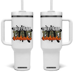 Basketball Dad Tumbler With Handle Camouflage Flame Graphic For Sport Lover TS12 One Size: 40 oz White Print Your Wear