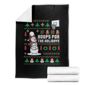 Funny Christmas Basketball Snowmen Throw Blanket Hoops For The Holidays Ugly Sweater TS12 Black Print Your Wear